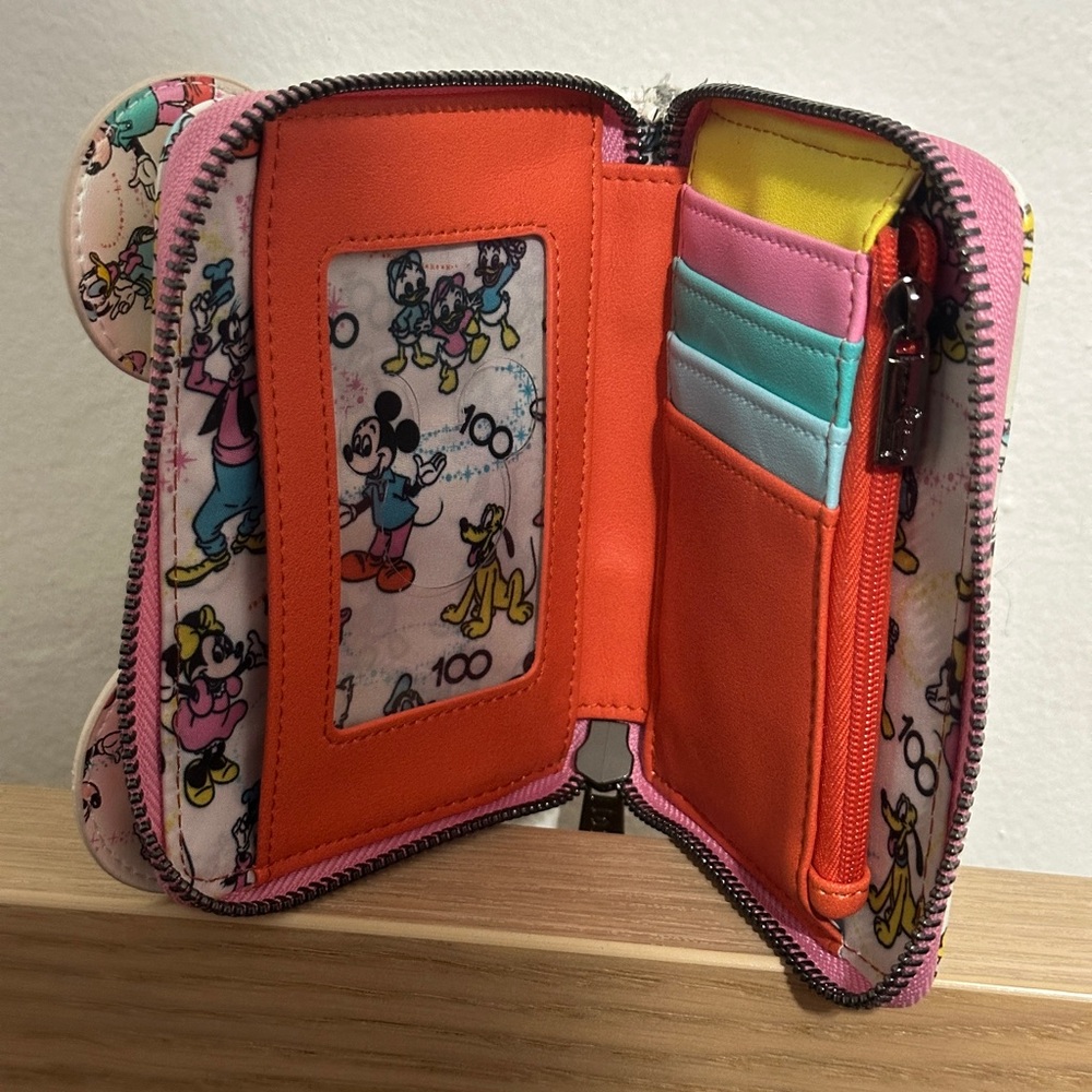 Loungefly Disney 100 Mickey and Friends Classic AOP Iridescent Zip Around Wallet - Picture 5 of 13